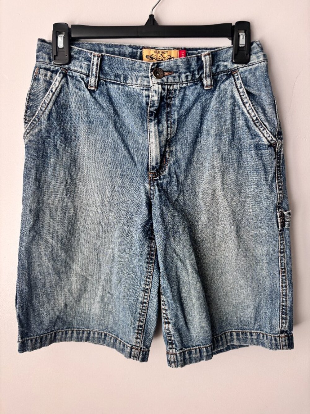 Vintage Old Navy Boys Carpenter Shorts Size 14 Denim Painter Jorts Kids Adjust